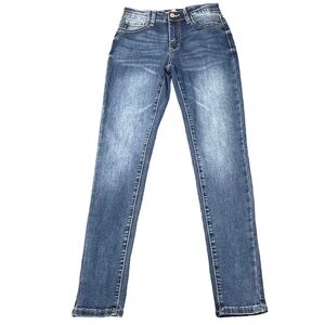 KanCan Jeans Womens 25 W3 Blue Denim Whisker Medium Wash‎ Cotton Stretch Blend